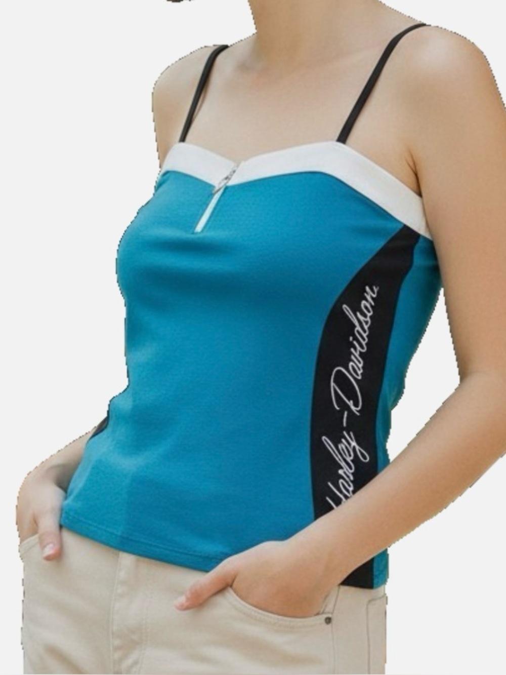 Vintage Y2K Harley Davidson Women  Tank Top Crop Tube Spaghetti Strap Medium NEW